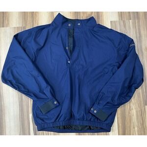 Footjoy Dryjoys Jacket Men's Sz Medium Blue Windbreaker 1/4 Zip Long Sleeve Golf